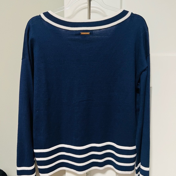 Michael Kors Navy Sweater with White Trim - Picture 3 of 3